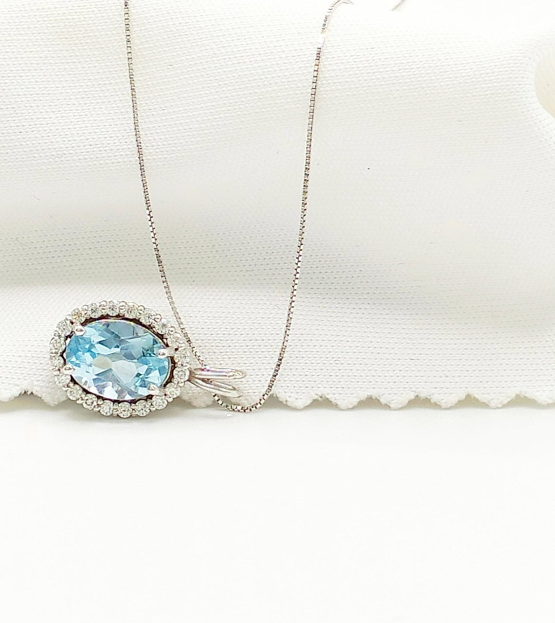 Collana - oro 18 carati Oro bianco Acquamarina - Diamante