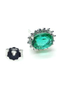 Orecchini - 18 carati Oro bianco Smeraldo - Diamante