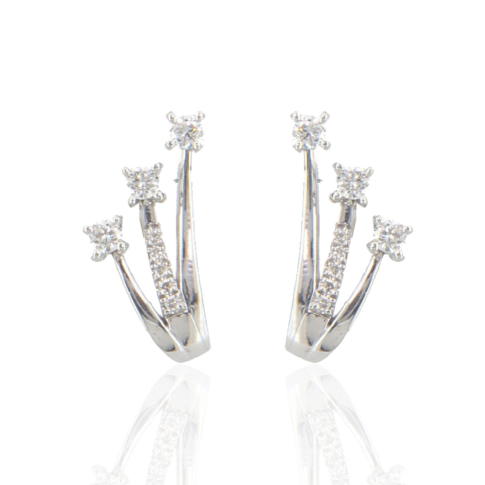 Orecchini Trilogy in Oro Bianco con 0.37ct Diamanti Naturali