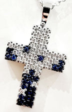 Collana con ciondolo - 18 carati Oro bianco - 2.62ct. Cw. Zaffiro - Diamante