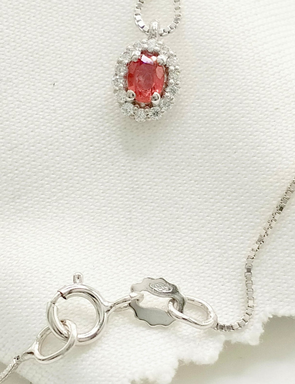 Collana in oro bianco 18k e diamanti naturali e zaffiro naturale 1.20ct