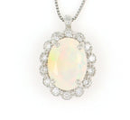 Collana in oro bianco 18k e diamante naturale e opale 1.60ct