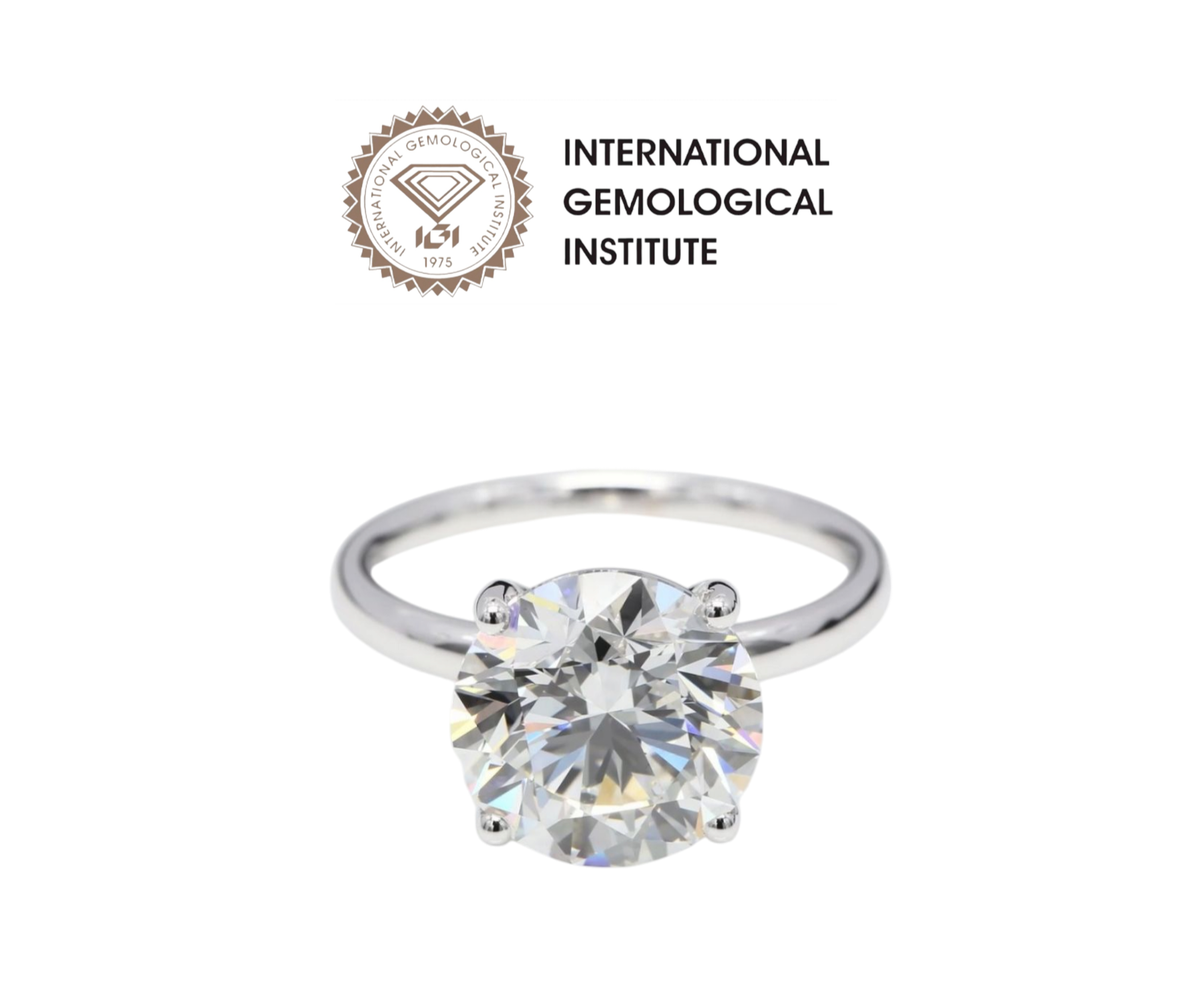 Anello solitario in oro bianco 18k e diamante naturale da 2.02 ct.  D IF