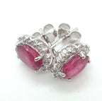 Orecchini - 18 carati Oro bianco Rubino - Diamante