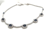 Collana tennis in oro bianco 18k e zaffiro e diamanti naturali 8ct