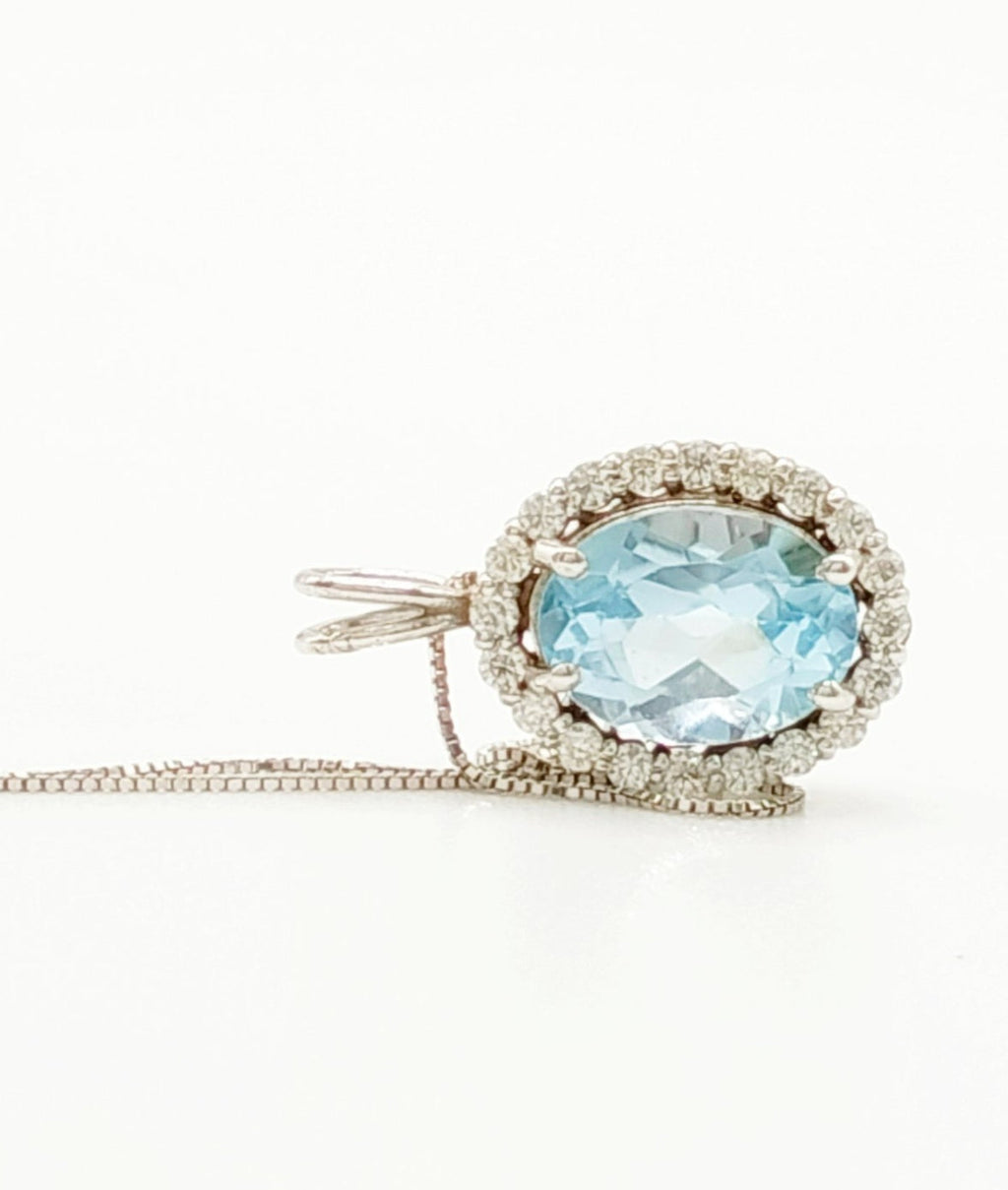 Collana - oro 18 carati Oro bianco Acquamarina - Diamante