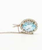 Collana - oro 18 carati Oro bianco Acquamarina - Diamante