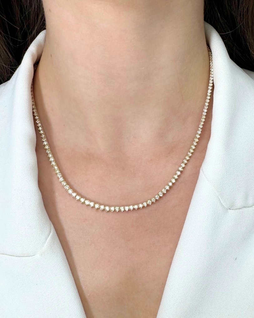 Collana Tennis- 18 carati Oro giallo - 8.67ct. Diamante (Naturale)