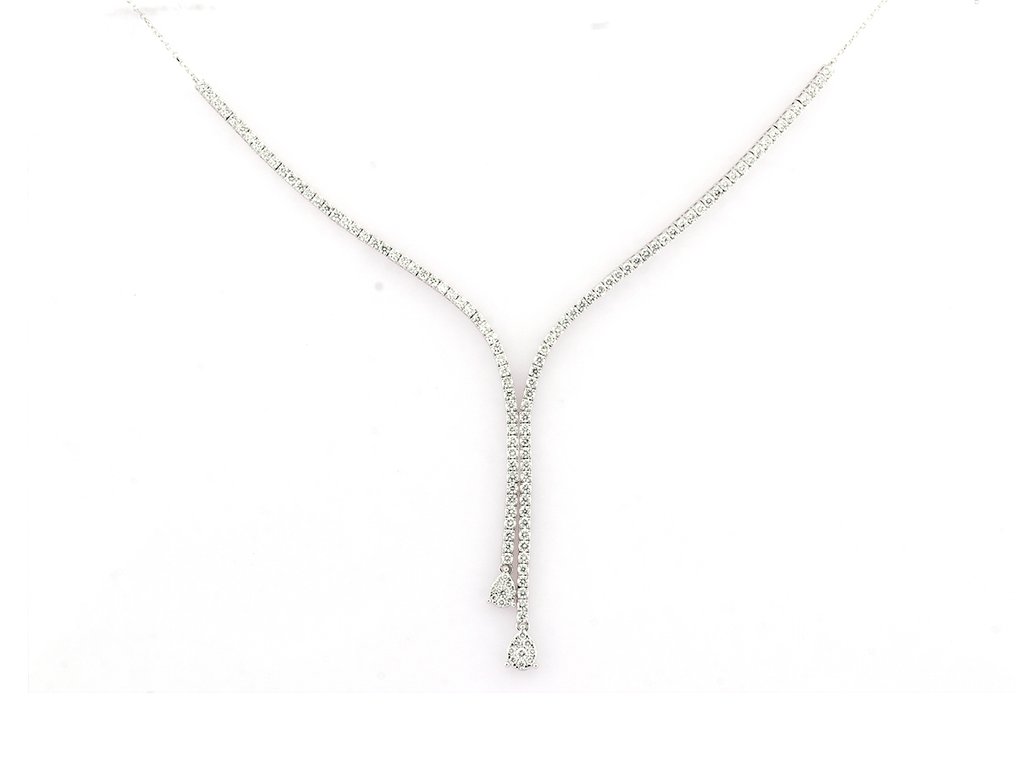 Collana Tennis - 18 carati Oro bianco - 3.09ct. tw. Diamante Naturale
