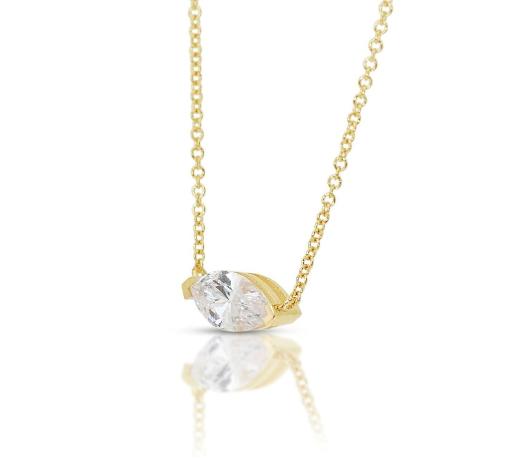Collana punto luce in oro e diamante naturale marquise 0.24ct