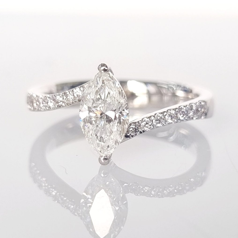 Anello da cocktail - 18 carati Oro bianco - 1.14ct. tw. Diamante (Naturale) -Diamante