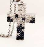 Collana con ciondolo - 18 carati Oro bianco - 2.62ct. Cw. Zaffiro - Diamante