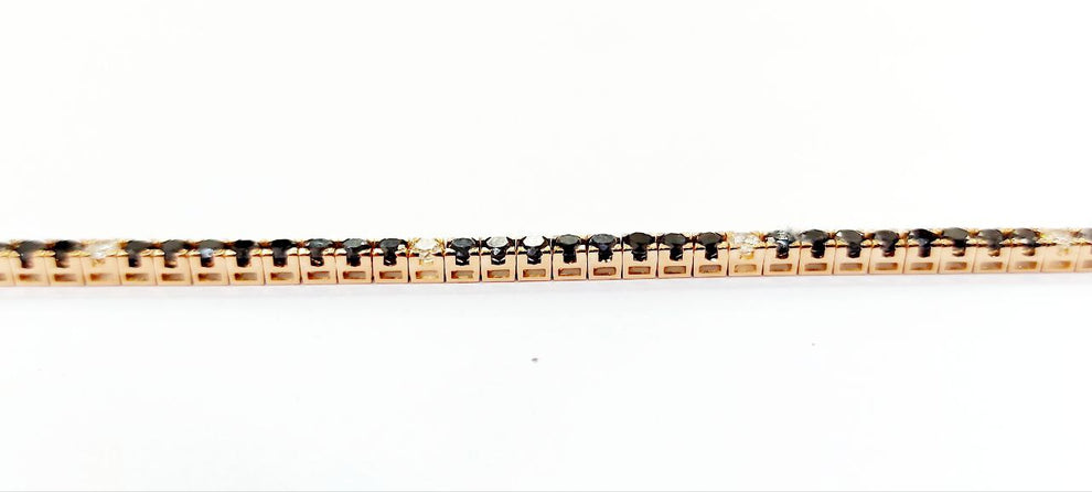 bracciale tennis in oro giallo 18k e diamanti naturali neri  4,00ct