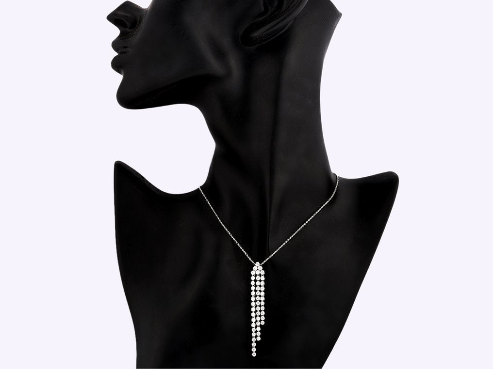 Collana con ciondolo - 18 carati Oro bianco - 2.02ct. tw. Diamante  Naturale