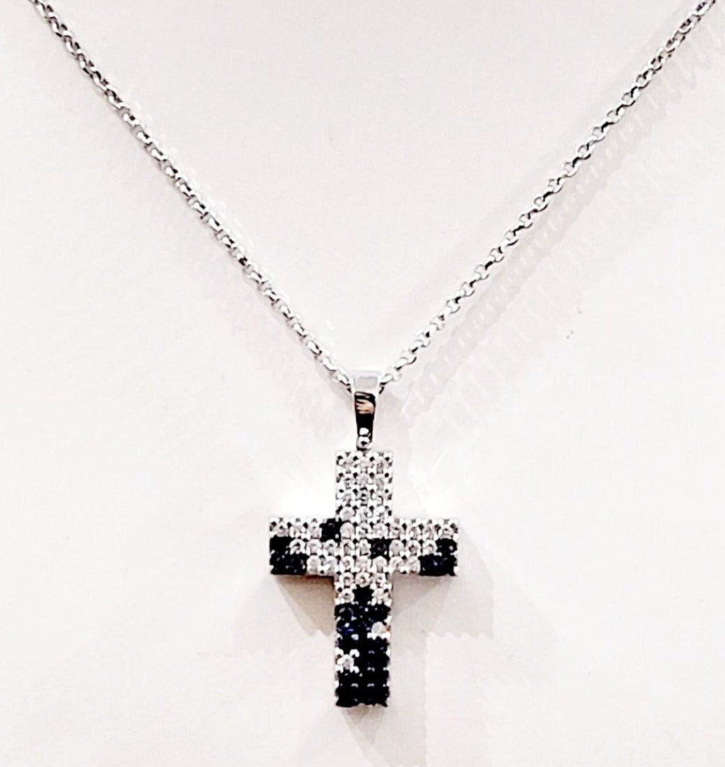 Collana con ciondolo - 18 carati Oro bianco - 2.62ct. Cw. Zaffiro - Diamante