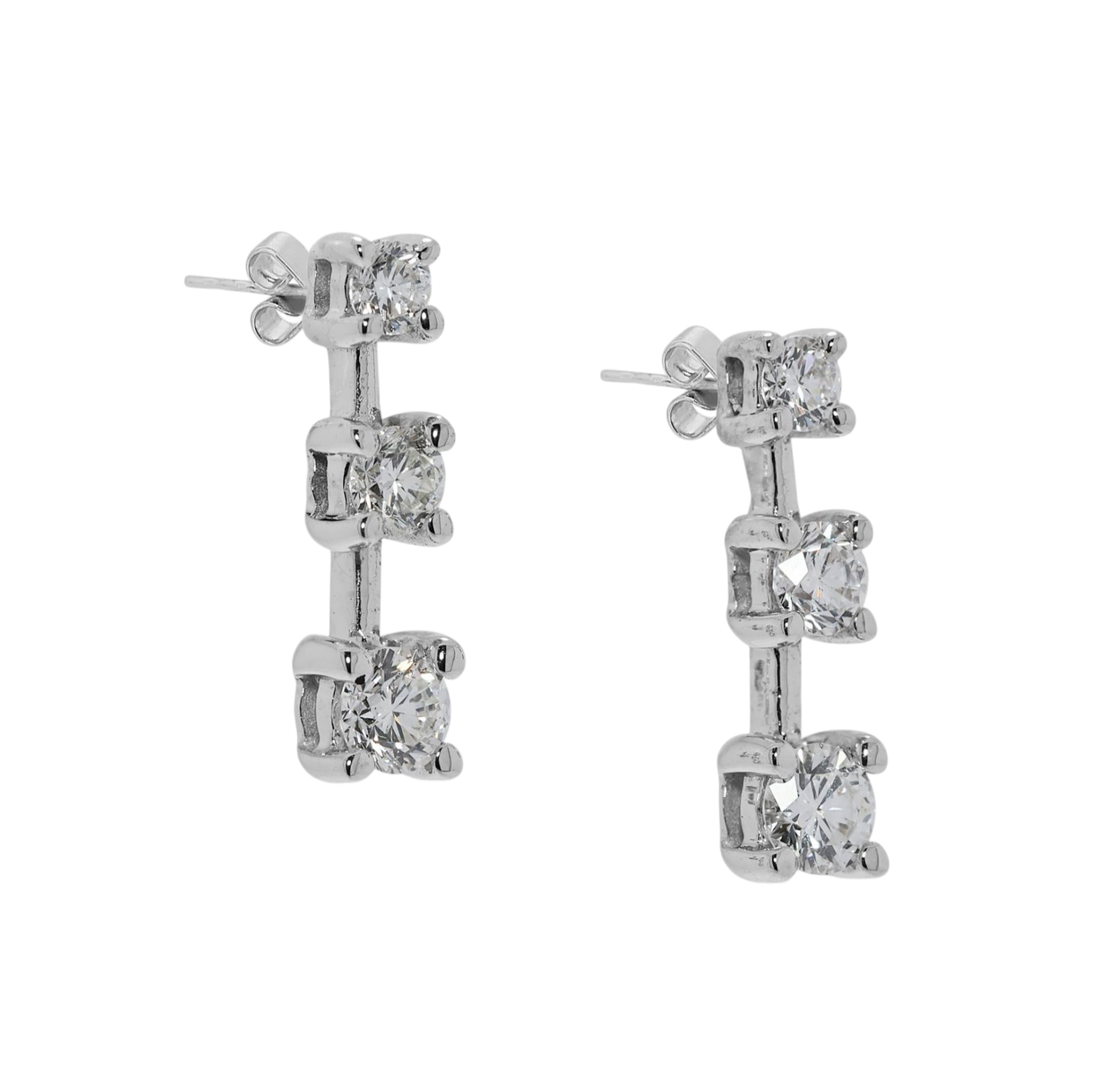 Orecchini punto luce trilogy in oro bianco e diamanti naturali 1.20ct