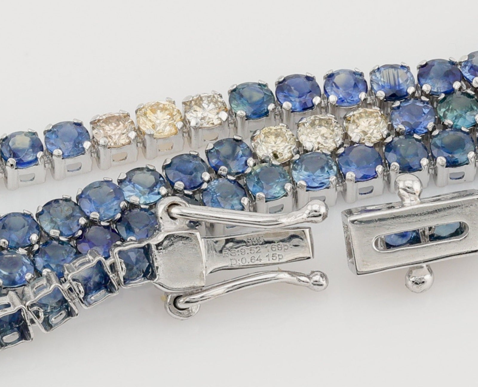 Collana - 18 carati Oro bianco - 10.16ct. tw. Zaffiro - Diamante naturale