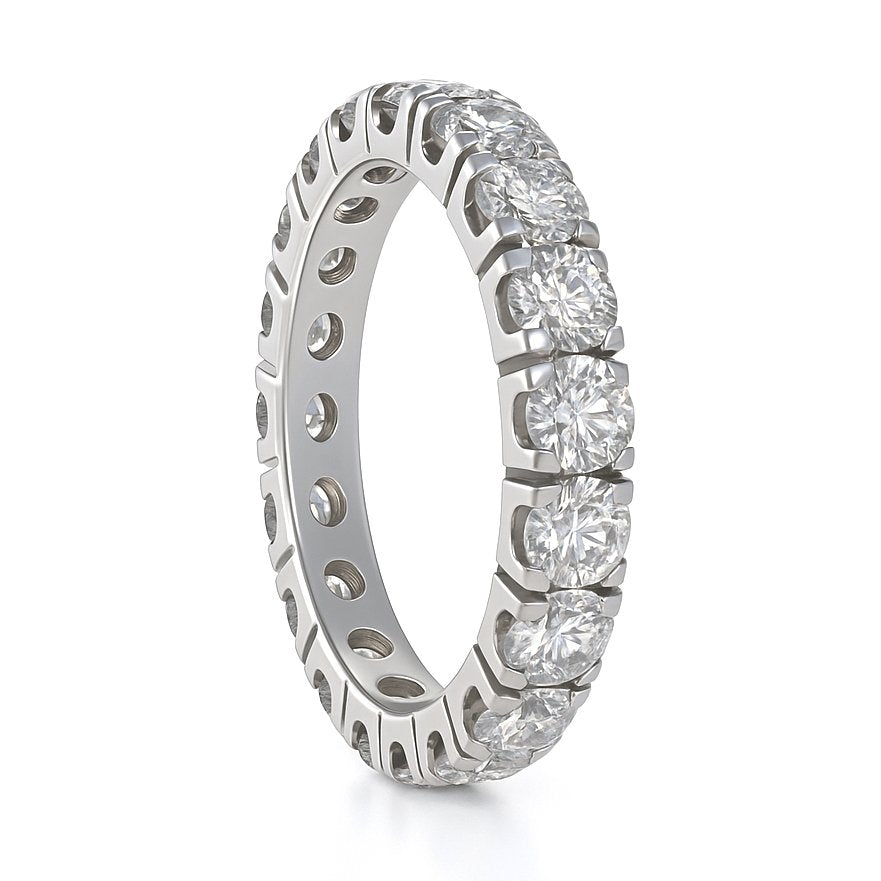 Anello Riviera - 18 carati Oro bianco - 3.40ct. tw. Diamante (Naturale)