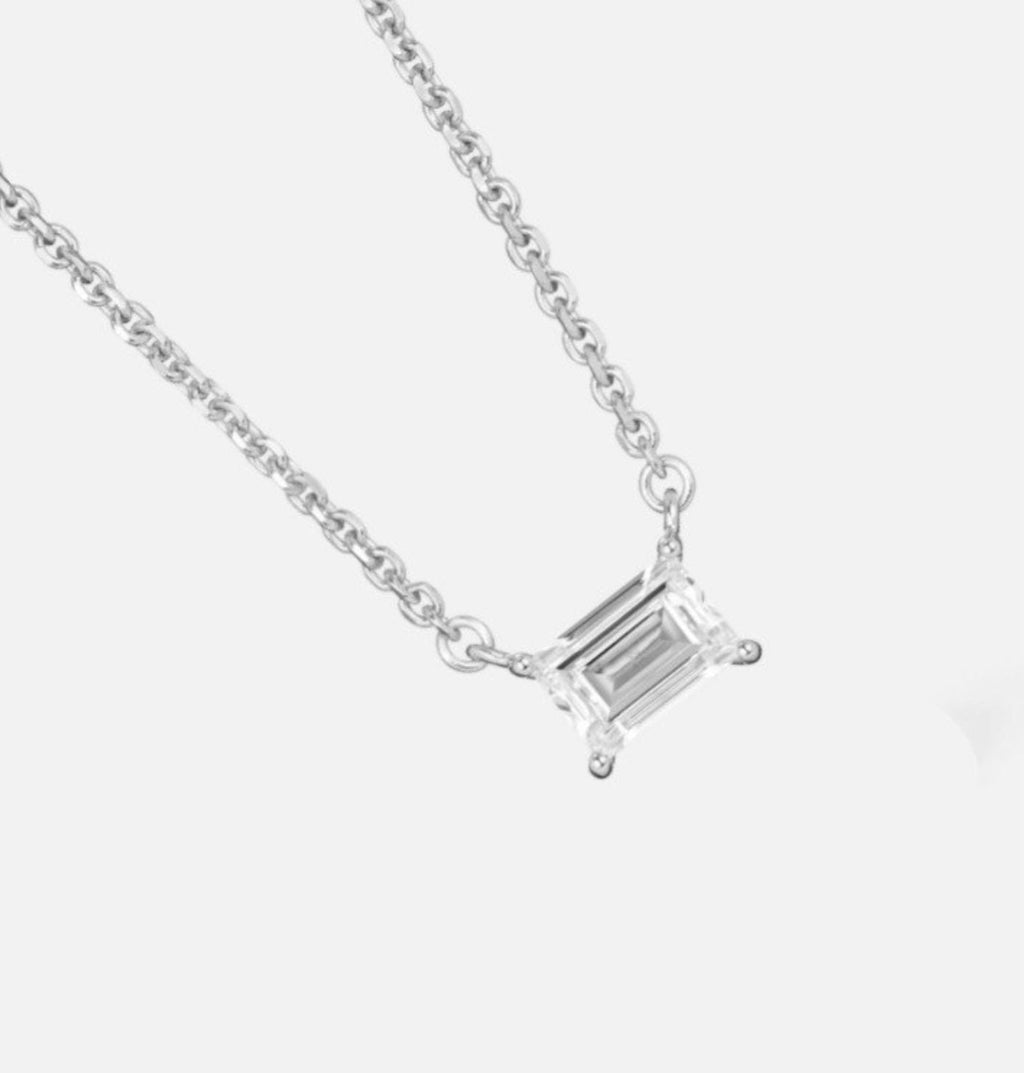 Collana punto luce in oro e diamante naturale smeraldo 0.22ct