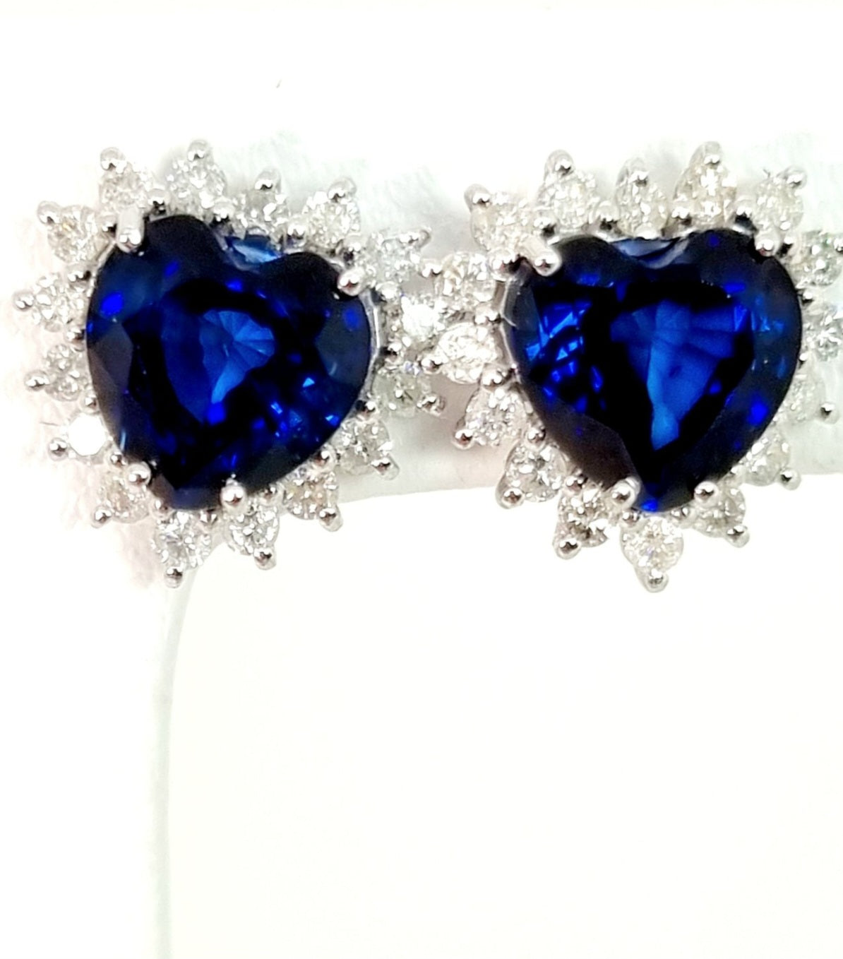 Orecchini - 18 carati Oro bianco Zaffiro - Diamante