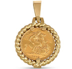 Ciondolo in oro giallo con sterline ELISABETTA II incastonato oro 22k