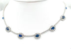 Collana collier tennis in oro bianco 18k e zaffiro e diamanti naturali 8ct