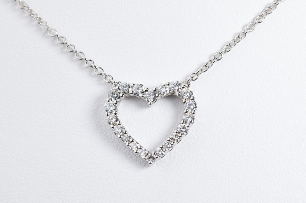 Collana Cuore - 18 carati Oro bianco - 1.00 ct. tw. Diamante Naturali