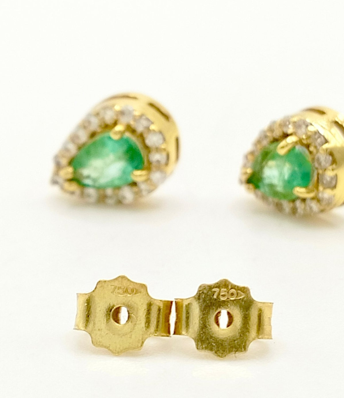 Orecchini - 18 carati Oro giallo Smeraldo - Diamante
