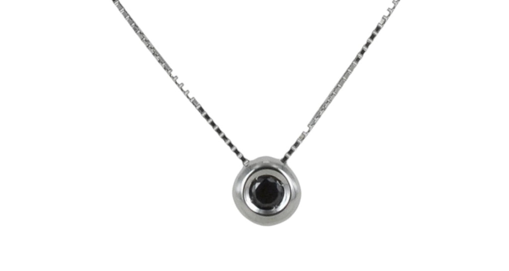 Collana con ciondolo -18 carati Oro bianco Diamante (Naturale) nero 0.12ct