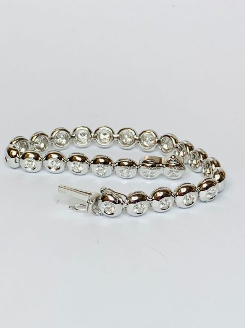 bracciale tennis a cipollina in oro bianco 18k e diamanti naturali 5,00ct