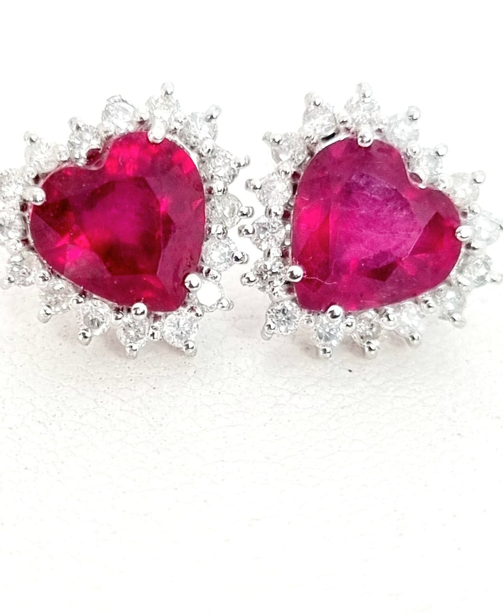 Orecchini - 18 carati Oro bianco Rubino - Diamante