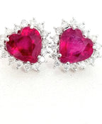 Orecchini - 18 carati Oro bianco Rubino - Diamante