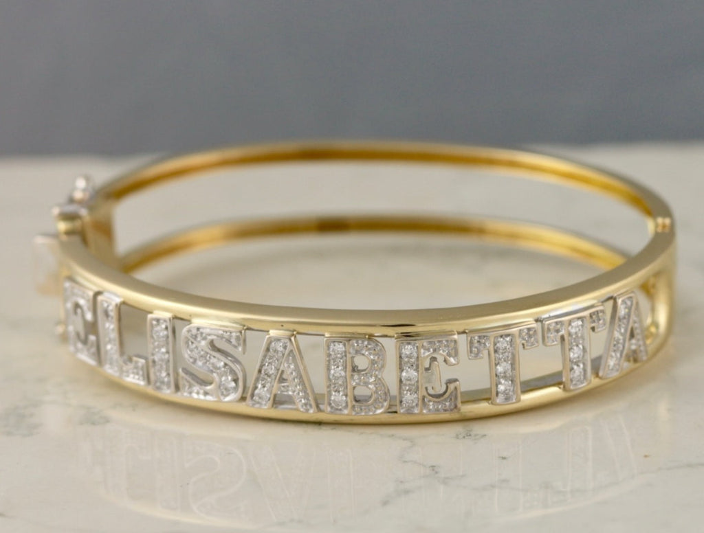 Bracciale personalizzato in oro bianco 18k e diamanti naturali