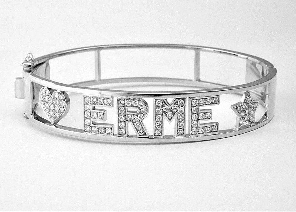 Bracciale personalizzato in oro bianco 18k e diamanti naturali