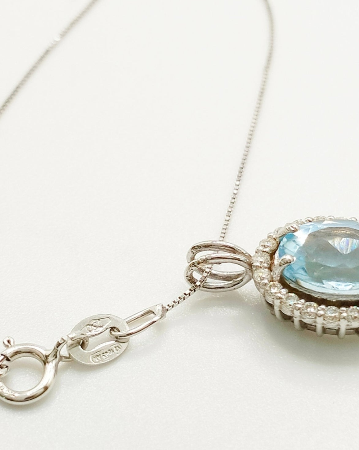 Collana - oro 18 carati Oro bianco Acquamarina - Diamante