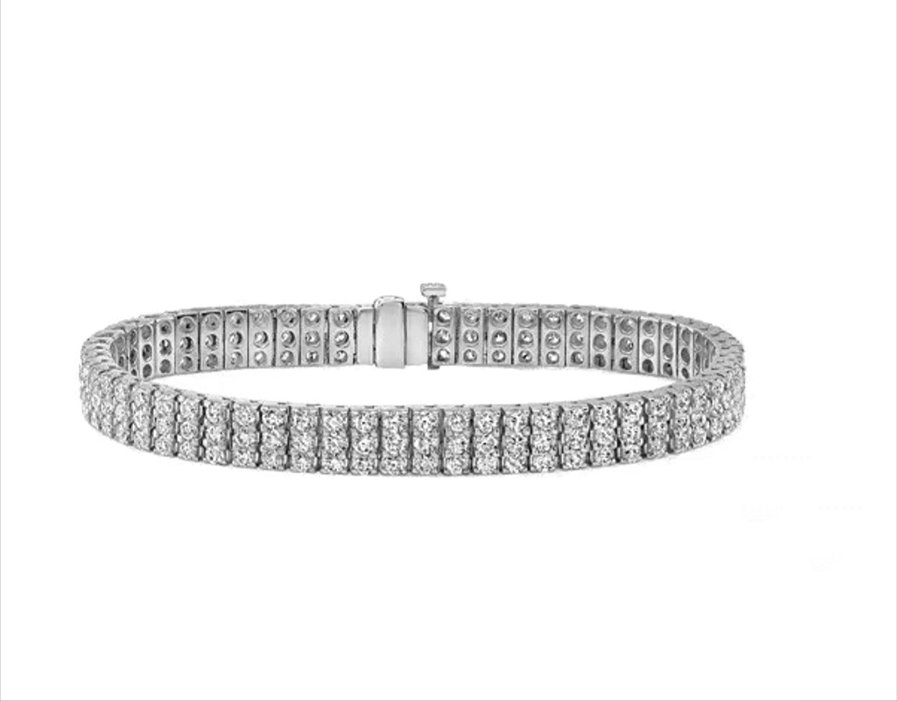 Bracciale tennis in 3 Fila diamante naturale Taglio Rotondo  6.72CT