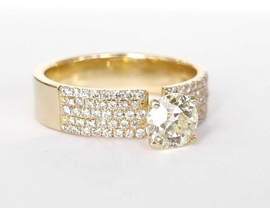 Anello solitario in oro giallo 18k e diamanti naturali 1.15ct