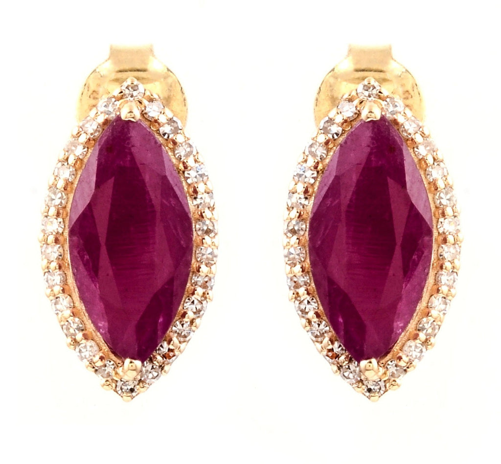 Orecchini - 18carati Oro giallo - 2.27ct. tw. Rubino - Diamante