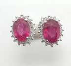 Orecchini - 18 carati Oro bianco Rubino - Diamante