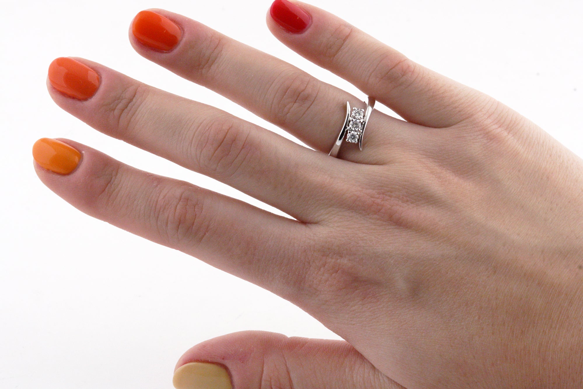 Anello trilogy , diamanti naturali 0.45ct certificato IGI D IF