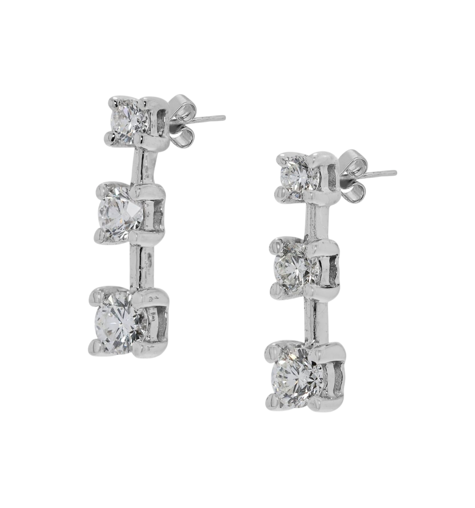 Orecchini punto luce trilogy in oro bianco e diamanti naturali 0.30ct