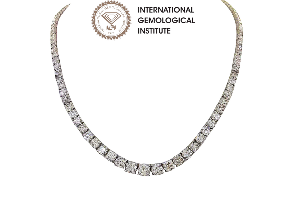 Collana tennis in oro bianco e diamanti naturali 43 ct