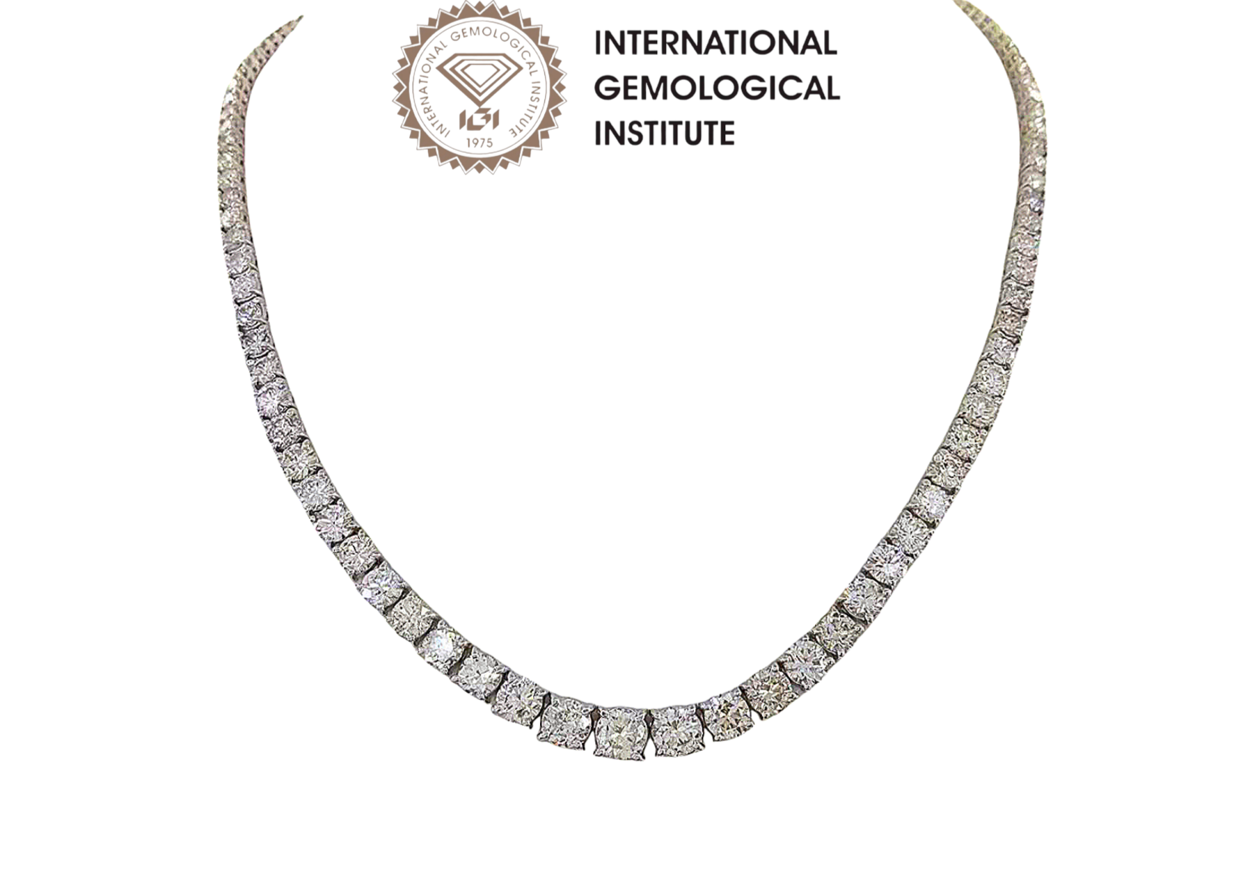 Collana tennis in oro bianco e diamanti naturali 43 ct