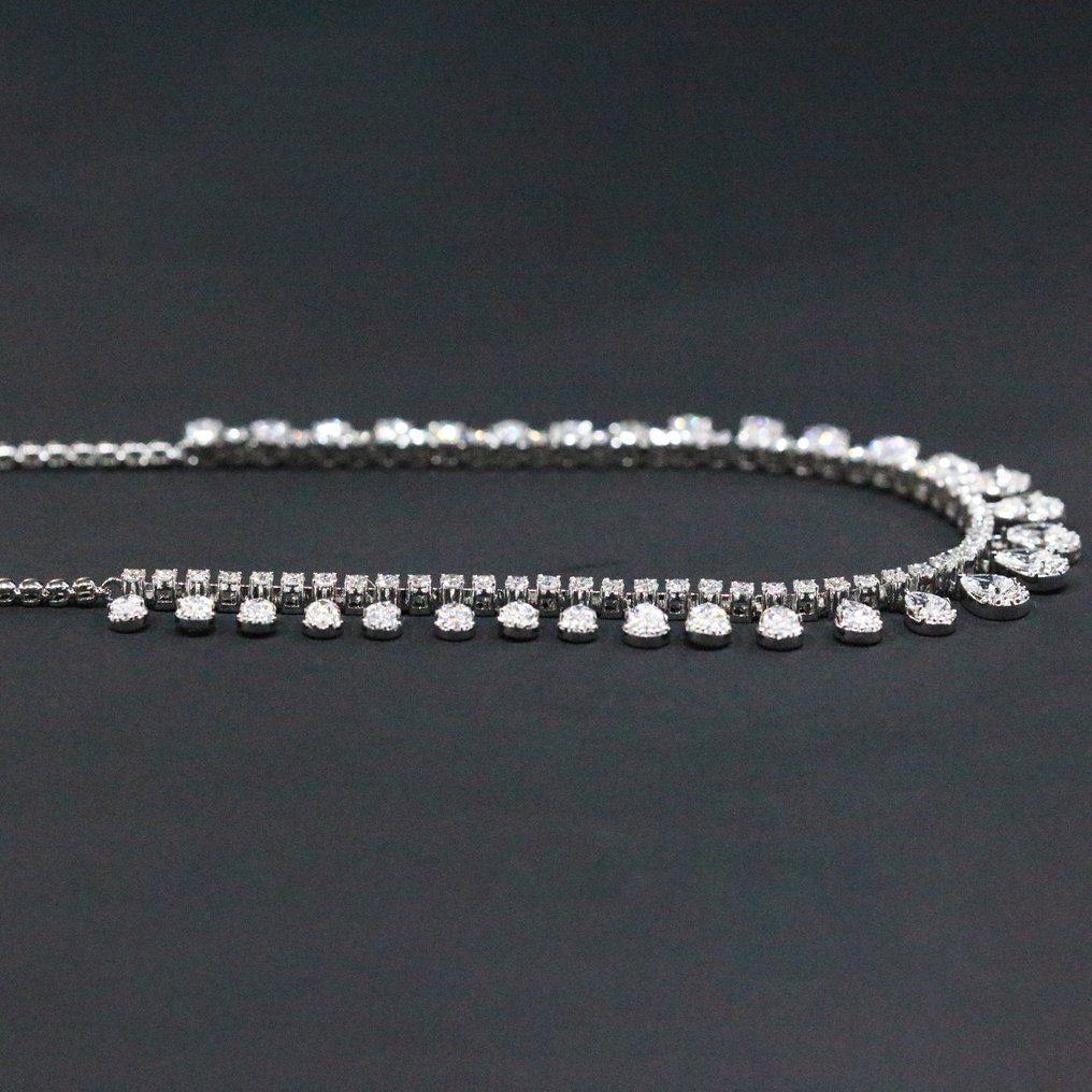 Collana Tennis - 18 carati Oro bianco - 7.47ct. tw. Diamante (Naturale)