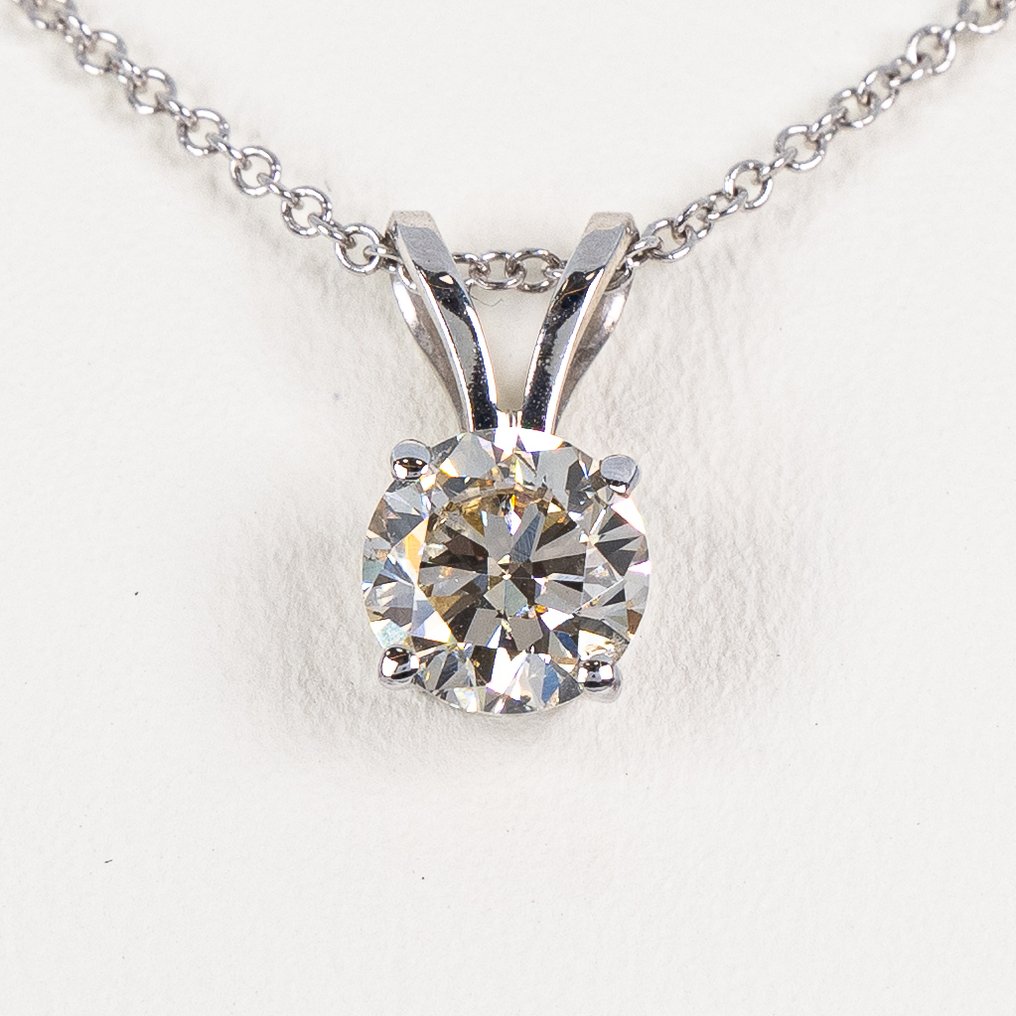Collana con ciondolo - 18 carati Oro Bianco- 0.78ct. tw. Diamante