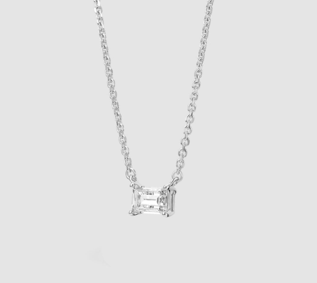 Collana punto luce in oro e diamante naturale smeraldo 0.22ct