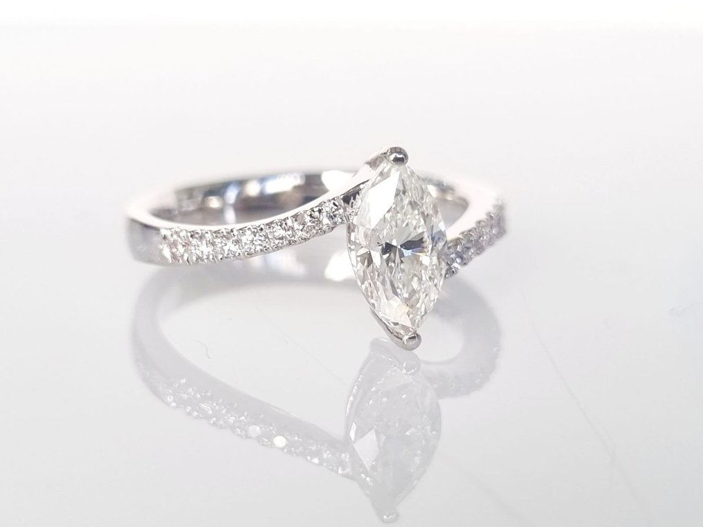 Anello da cocktail - 18 carati Oro bianco - 1.14ct. tw. Diamante (Naturale) -Diamante