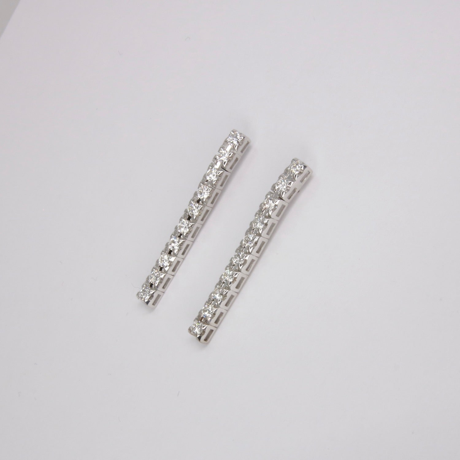 Orecchini Tennis - 18 carati Oro bianco - 1.10ct. tw. Diamante (Naturale)