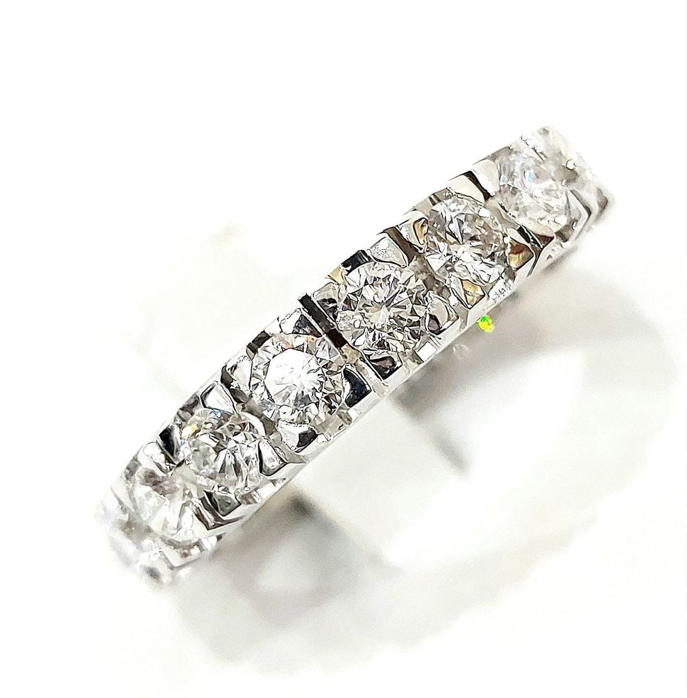 anello veretta in oro bianco 18k con diamanti naturali 1,45 ct