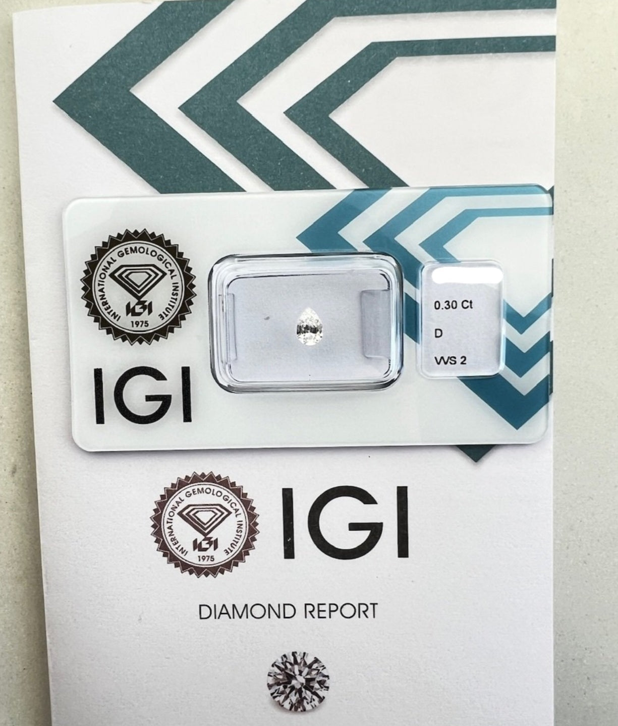 diamanti naturali certificato IGI taglio pera 0.30ct   D VVS2
